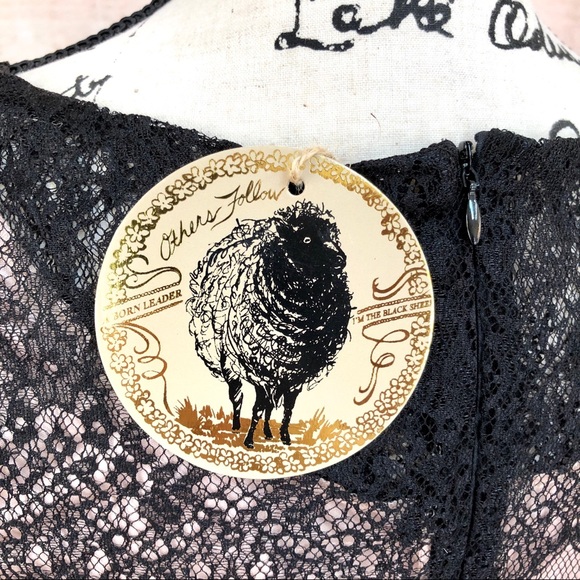 Black Lace Cream Lining High Waist Babydoll Dress - Picture 7 of 10